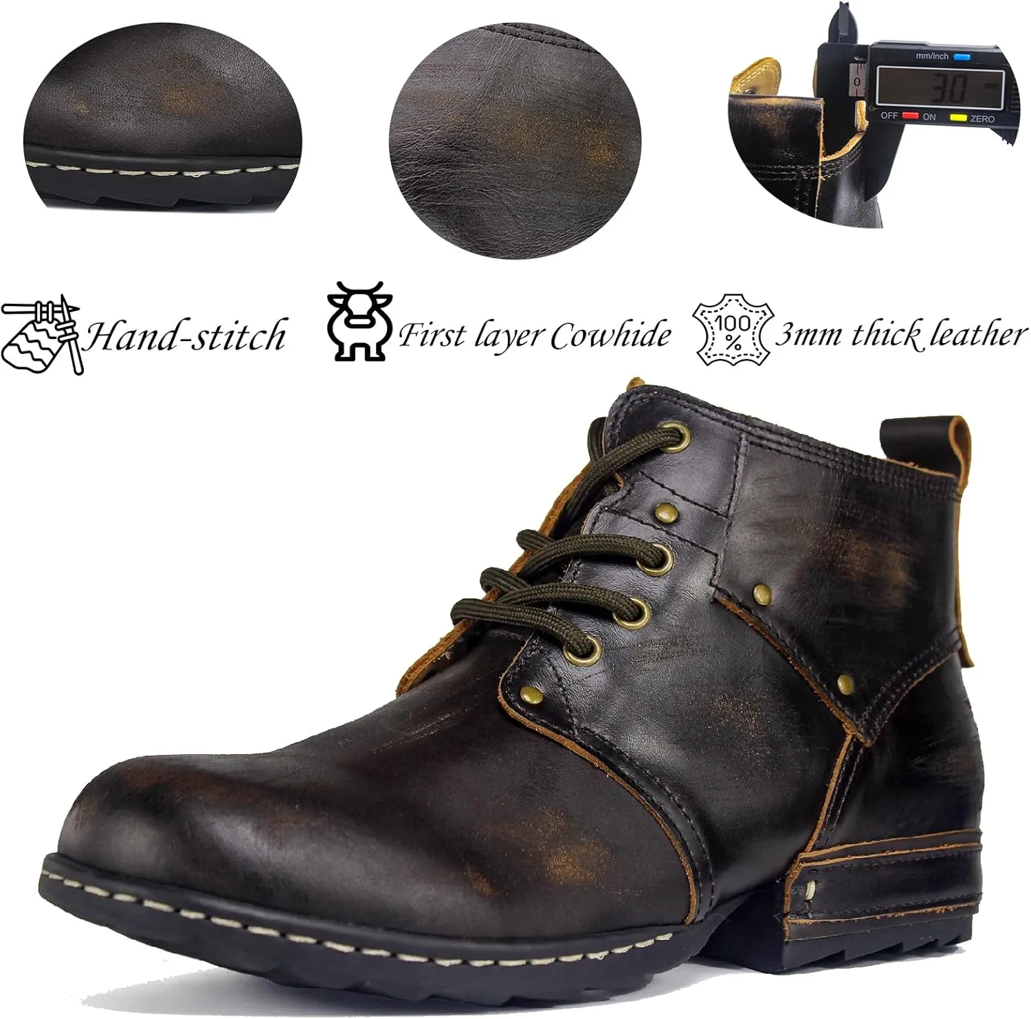 Mens Dress Boots Casual Oxfords Ankle Lace up Shoes Fashion Leather Chukka Business Boot AF001-2