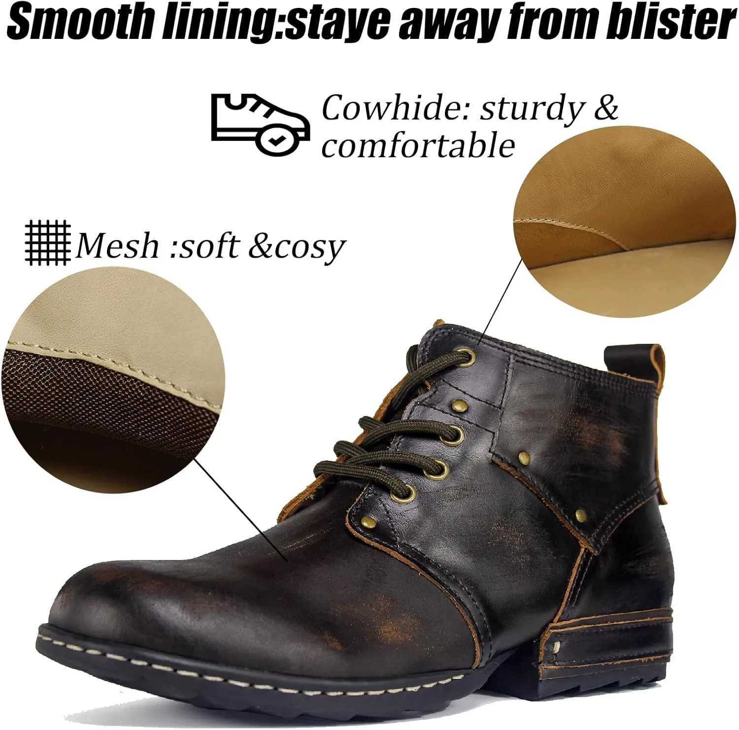 Mens Dress Boots Casual Oxfords Ankle Lace up Shoes Fashion Leather Chukka Business Boot AF001-2