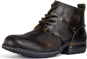 Mens Dress Boots Casual Oxfords Ankle Lace up Shoes Fashion Leather Chukka Business Boot AF001-2