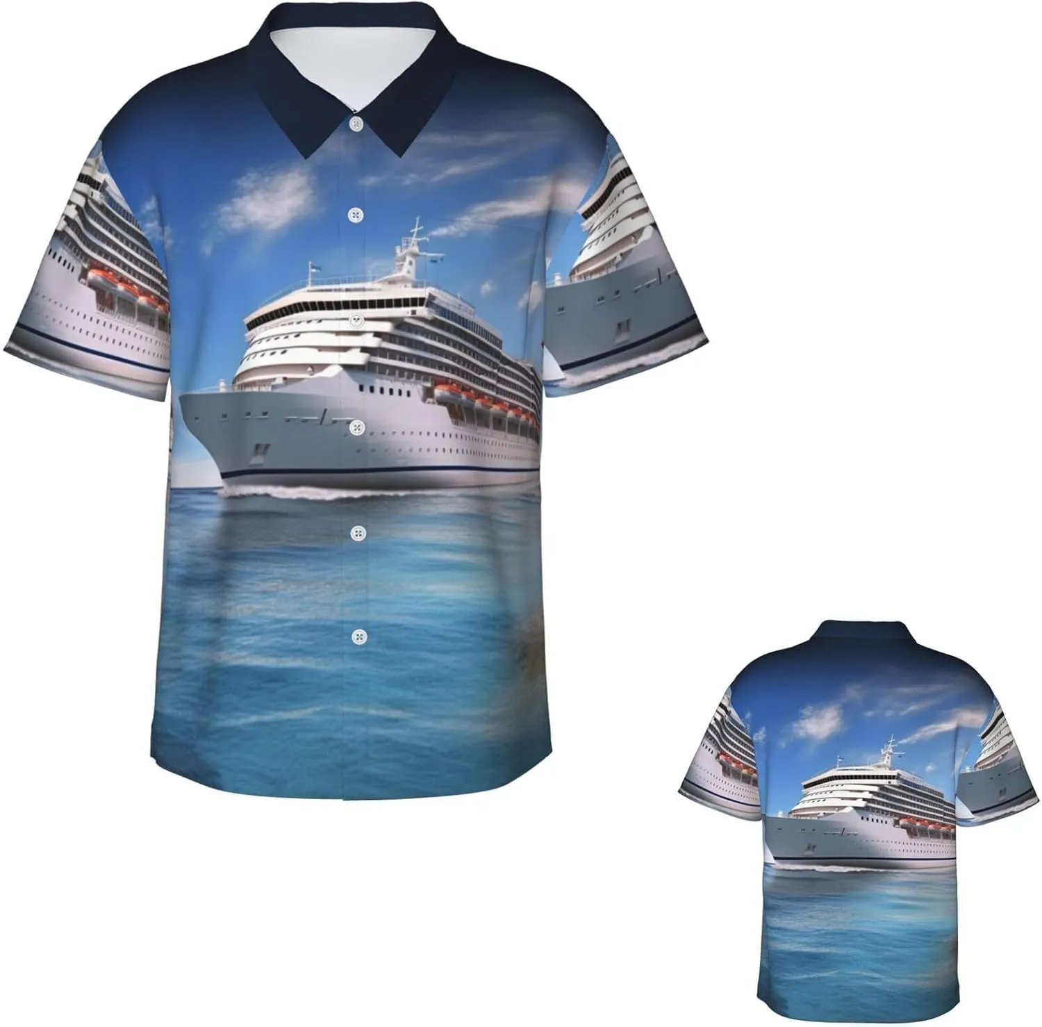 Men's Hawaiian Shirt Seaside Cruise Ship Short Sleeve Button Down Tropical Holiday Beach Vacation Shirt