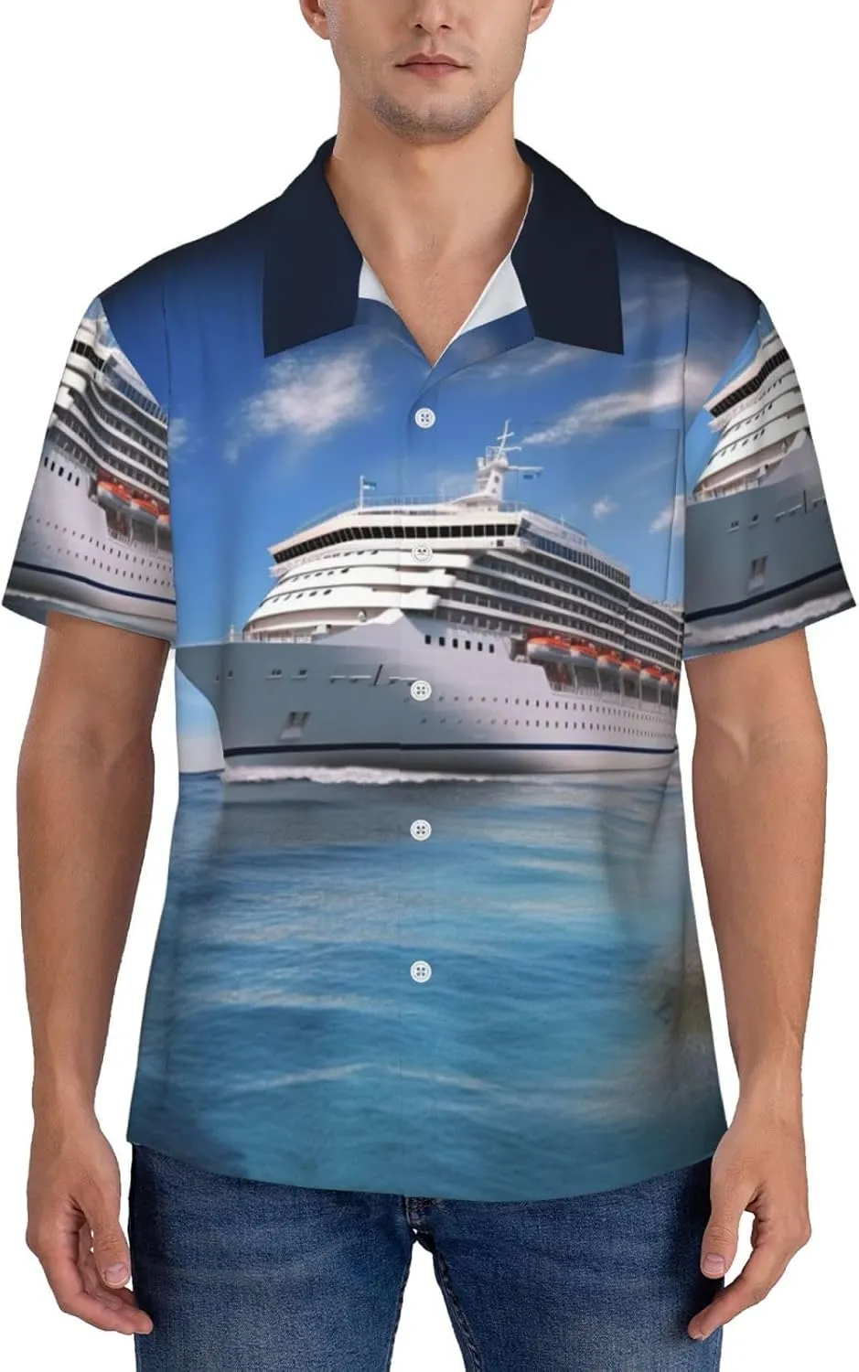Men's Hawaiian Shirt Seaside Cruise Ship Short Sleeve Button Down Tropical Holiday Beach Vacation Shirt