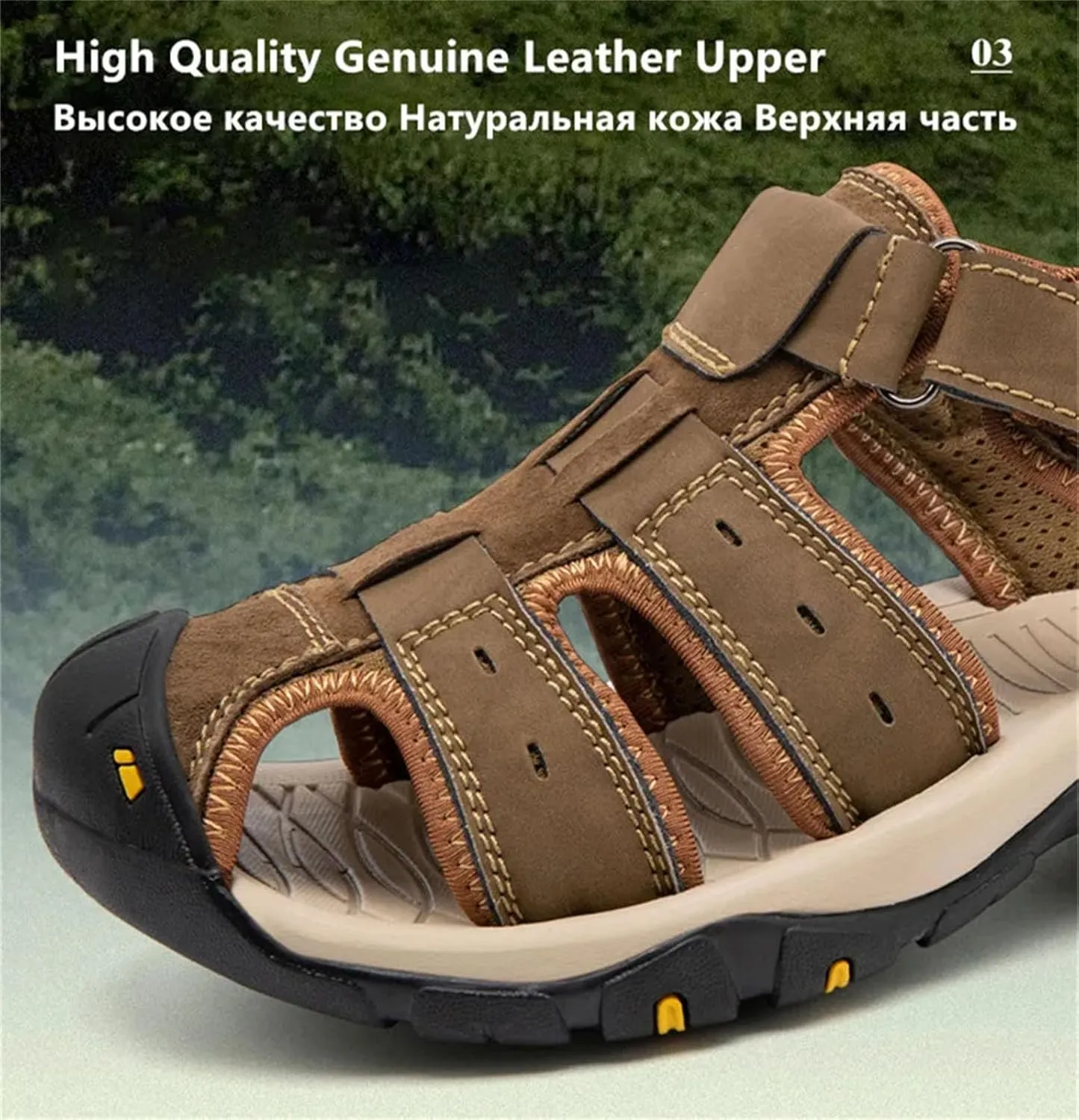 Men's Leather Sandals, Non-Slip Wading Beach Shoes