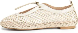 Mesh Ballet Flats for Women Round Toe Fishnet Mary Jane Flats Buckle Strap Casual Comfortable Office Ballerina Shoes