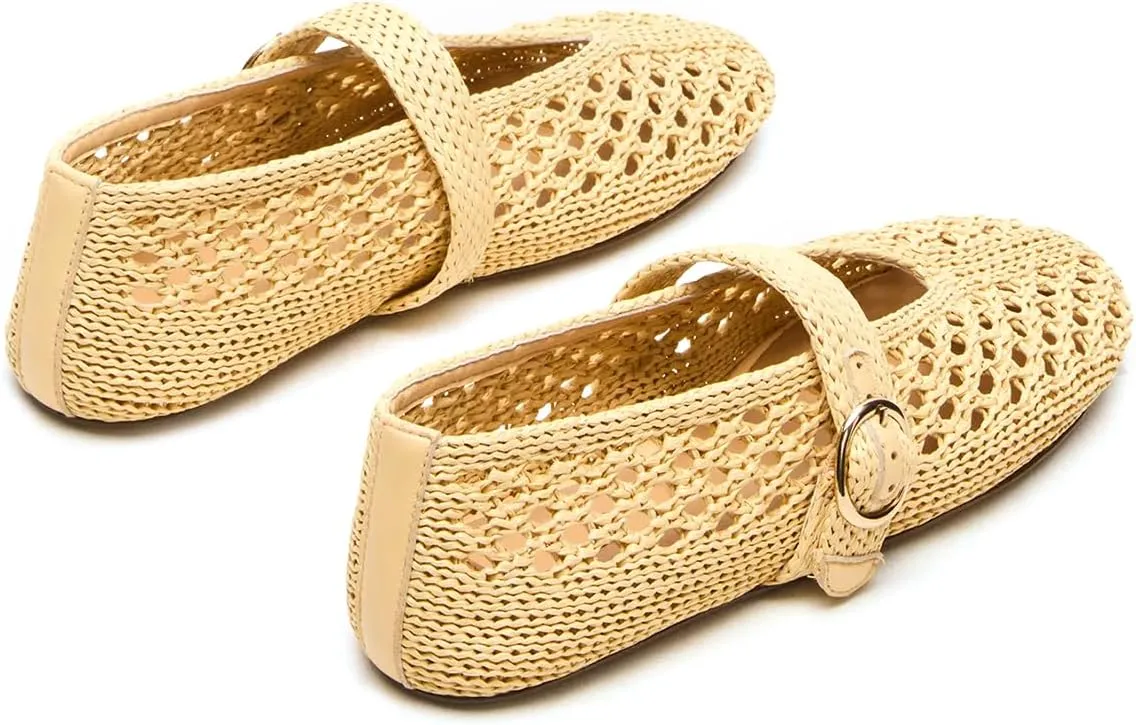 Mesh Ballet Flats for Women Round Toe Sandals Mary Jane Flats