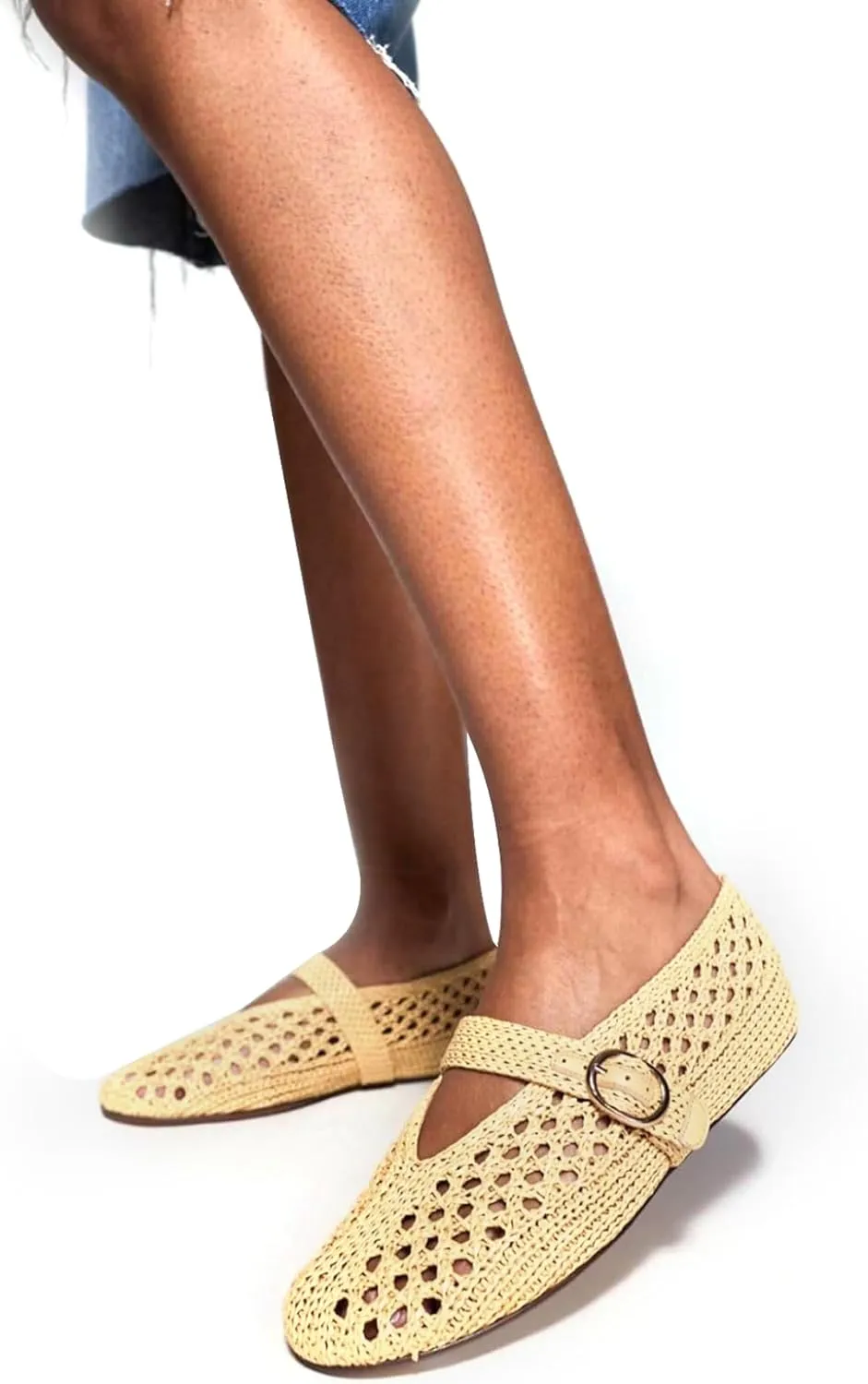 Mesh Ballet Flats for Women Round Toe Sandals Mary Jane Flats