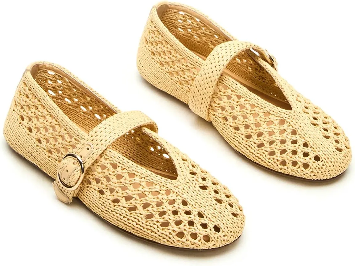 Mesh Ballet Flats for Women Round Toe Sandals Mary Jane Flats