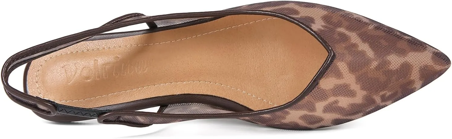 Mesh Slingback Ballet Flats Shoes for Women Pointed Toe Slip On Low Heels Casual Work Comfortable Soft