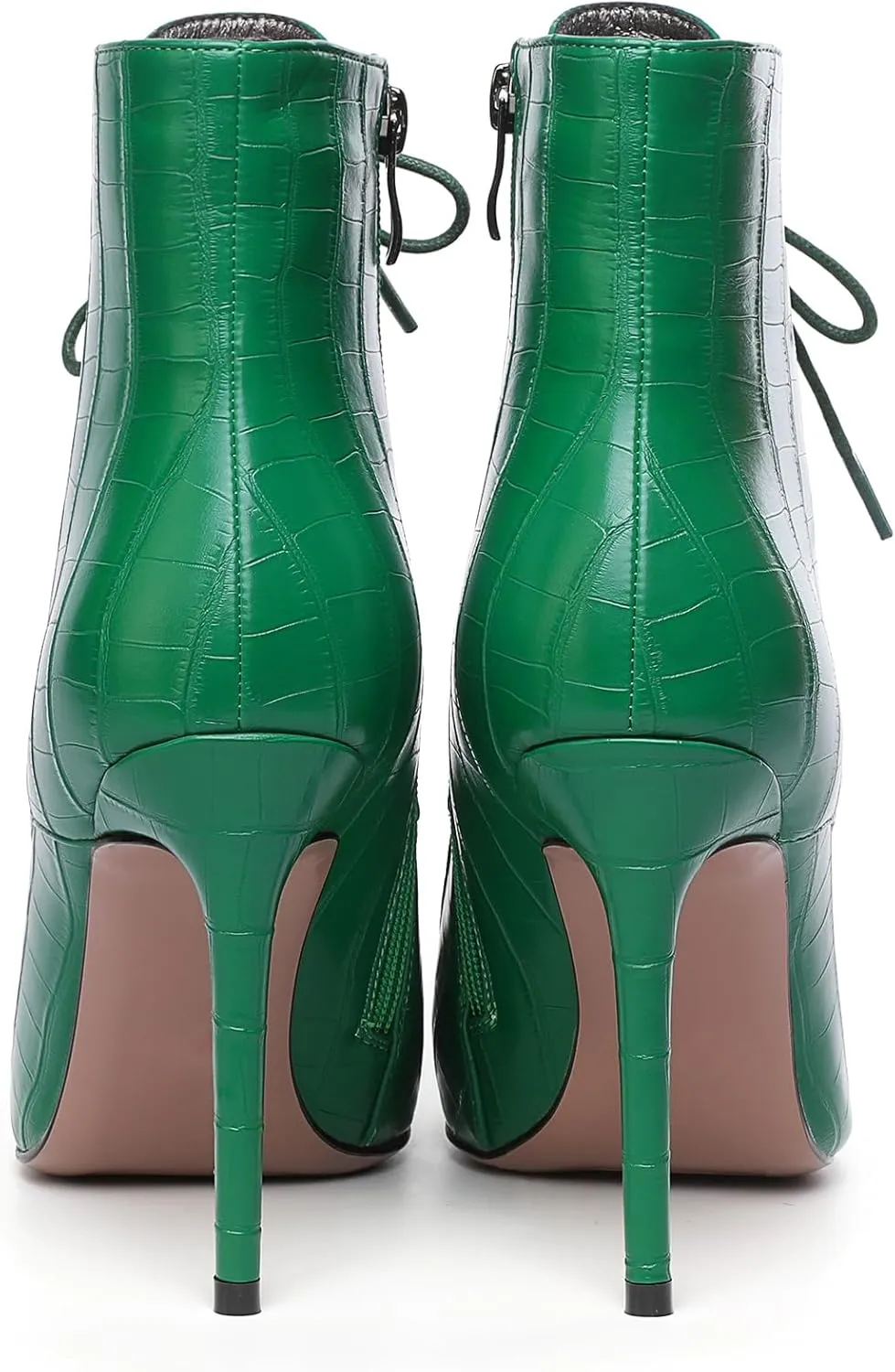 Mettesally Women's Ankle Boots Pointed Toe Stiletto High Heels Lace Up Boots Side zipper Short Boots Chic Booties