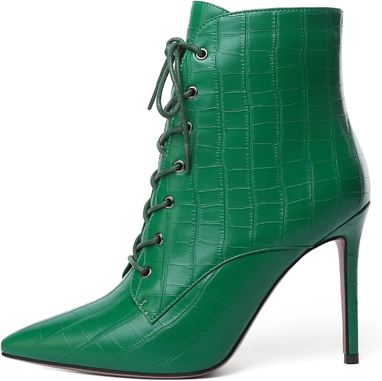 Mettesally Women's Ankle Boots Pointed Toe Stiletto High Heels Lace Up Boots Side zipper Short Boots Chic Booties