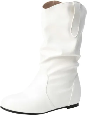Mid Calf Booties for Women Fashion Office Leather Boots Almond Toe Western Cowgirl Cowboy Bootie Solid Casual Fall Short Boots