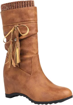 Mid Calf Booties for Women Fashion Office Leather Boots Almond Toe Western Cowgirl Cowboy Bootie Solid Casual Fall Short Boots