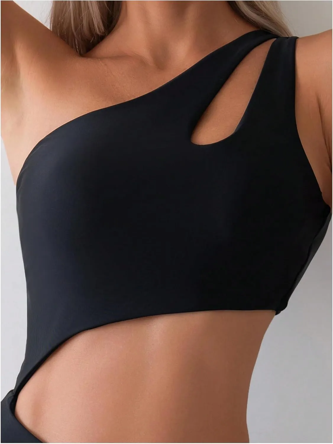 Milumia Women's Cut Out One Piece Swimsuit One Shoulder Sleeveless Wireless Bathing Suits