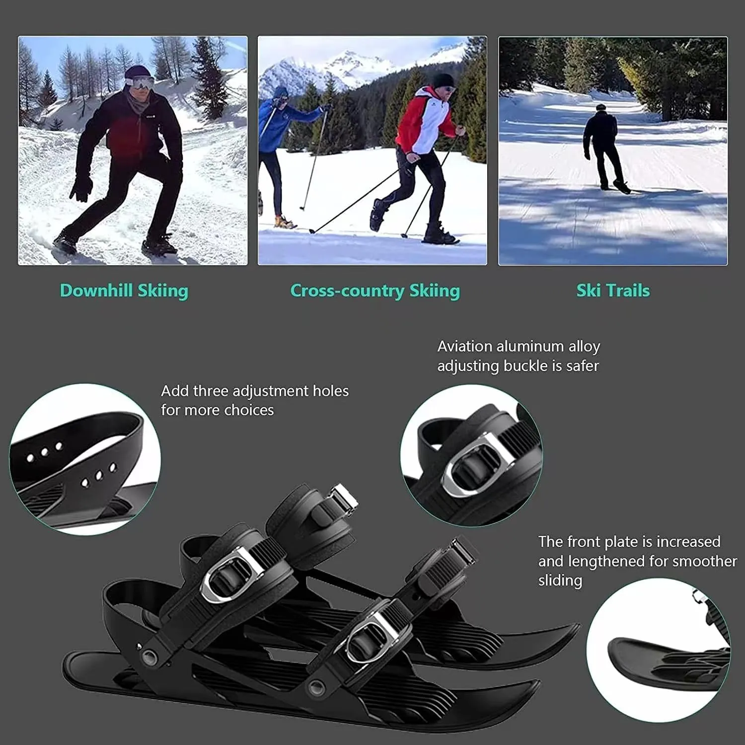 Mini Ski Skates for Snow, Portable Short Skating Ski Shoes, Short Snowskates Snowblades Skiboards, Ice Skates for Winter Sport Skiing Equipment，Skis for Winter Shoes
