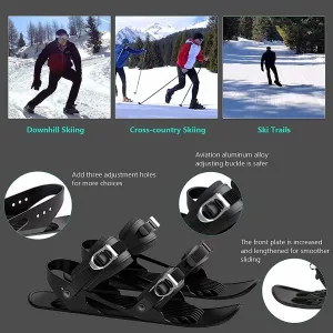 Mini Ski Skates for Snow, Portable Short Skating Ski Shoes, Short Snowskates Snowblades Skiboards, Ice Skates for Winter Sport Skiing Equipment，Skis for Winter Shoes