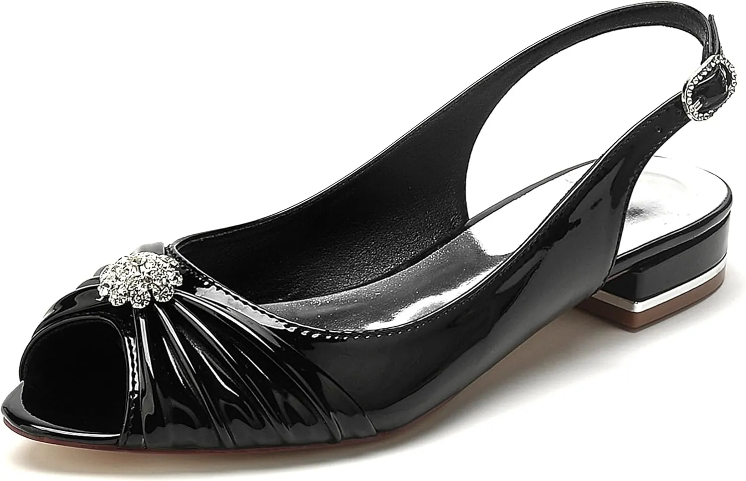 Minishion Bridal Shoes Flats Womens Girls Slingback Open Toe Wedding Evening Sandals Shoes with Knot BR255