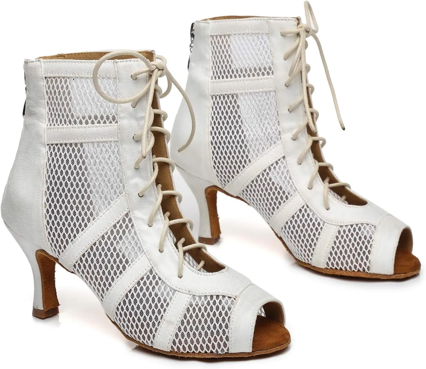 Minishion Sexy Dance Heels for Women Mesh Party Eveing Ankle Sandals Boots