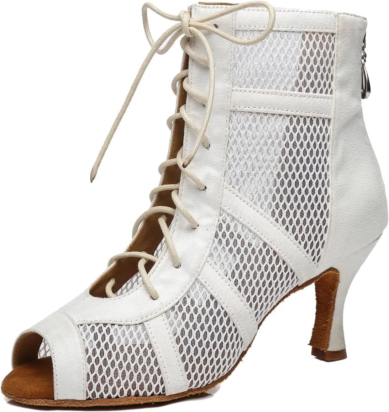 Minishion Sexy Dance Heels for Women Mesh Party Eveing Ankle Sandals Boots