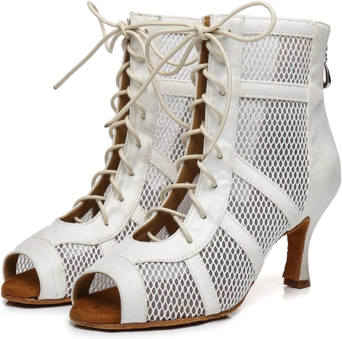Minishion Sexy Dance Heels for Women Mesh Party Eveing Ankle Sandals Boots