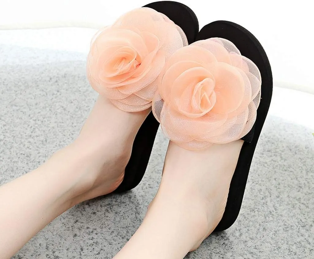 MIOKE Women's Bohemian Flower Flat Slide Sandals Fashion Platform Comfort Anti-Slip Summer Beach Sandals