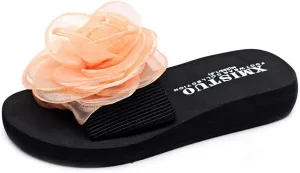 MIOKE Women's Bohemian Flower Flat Slide Sandals Fashion Platform Comfort Anti-Slip Summer Beach Sandals