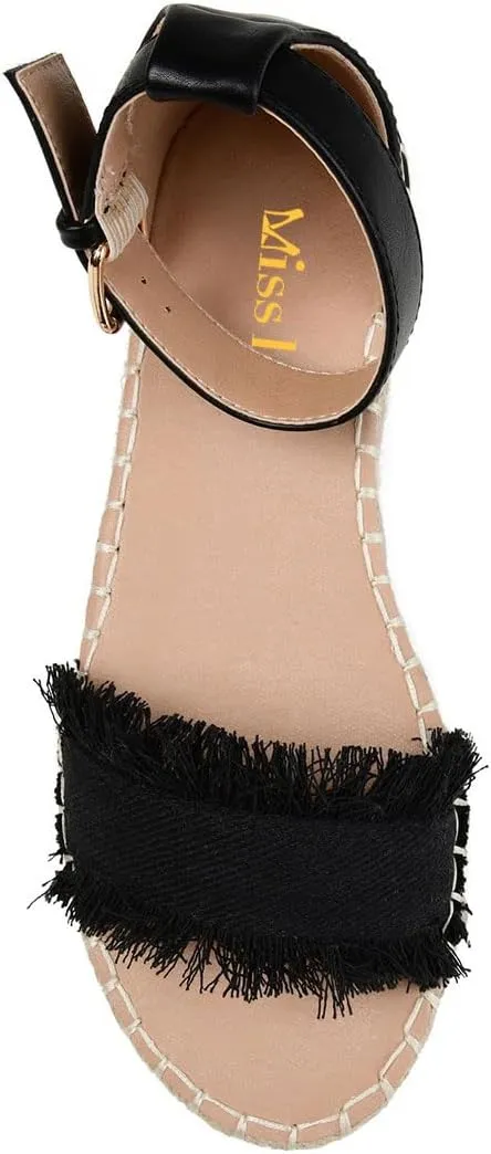 miss left Women Comfort Open Round Toe Espadrille Wedge Sandals Fringy Strap Buckles Low Heeled Shoes for Summer Holiday Beach Seaside Size 4-16 US