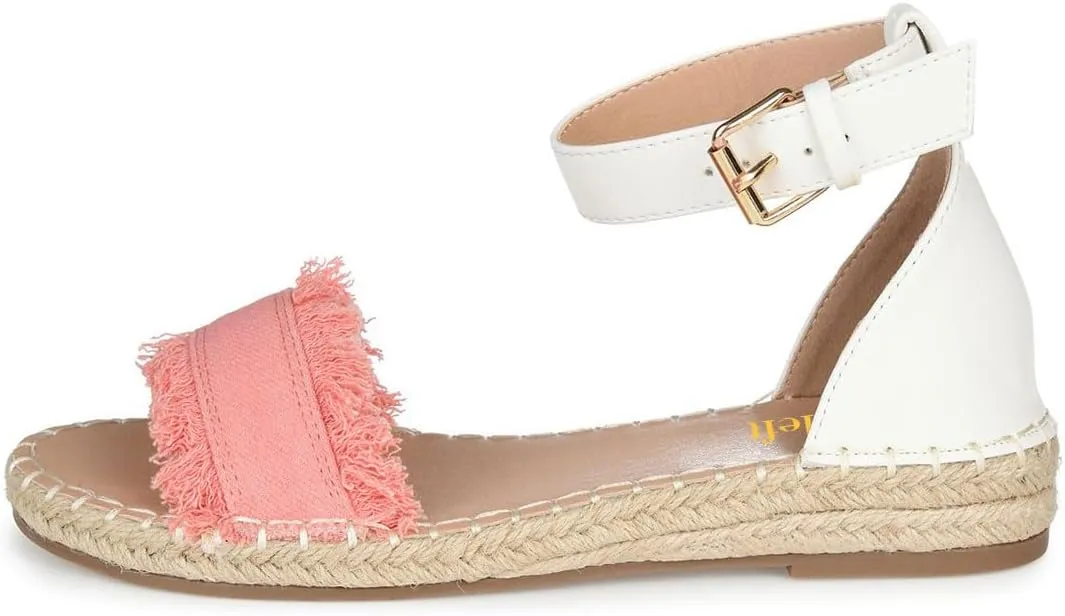 miss left Women Comfort Open Round Toe Espadrille Wedge Sandals Fringy Strap Buckles Low Heeled Shoes for Summer Holiday Beach Seaside Size 4-16 US