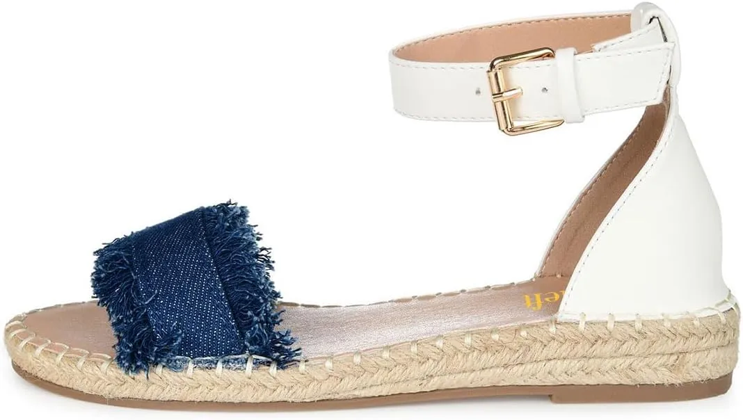 miss left Women Comfort Open Round Toe Espadrille Wedge Sandals Fringy Strap Buckles Low Heeled Shoes for Summer Holiday Beach Seaside Size 4-16 US