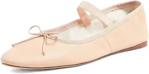 miss left Women Girls Adorable Closed Round Toe Mary Jane Flats Bowknot Elastic Strap Comfortable Dancing Ballet Shoes Size 4-16 US