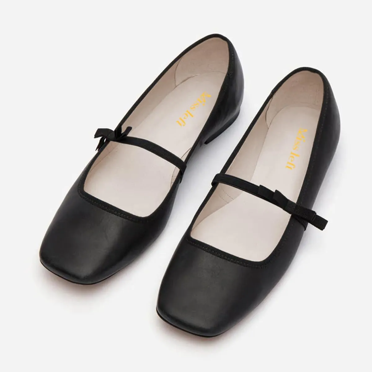 miss left Women Lovely Single Elastic Strap Flat Mary Janes Square Toe Comfortable Office Party Dress Shoes Size 4-16 US