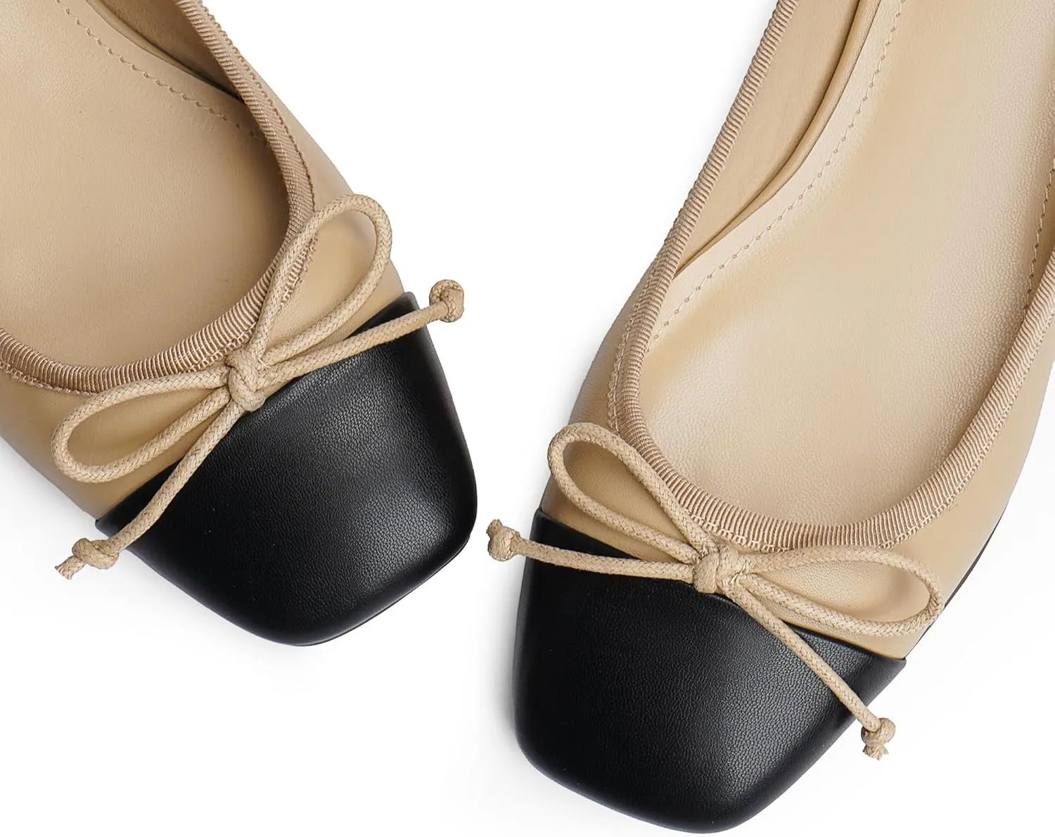Modatope Ballet Flats with Bow Ballerina Closed Square Toe Slip on Bowknot Flats Shoes for Women Dressy