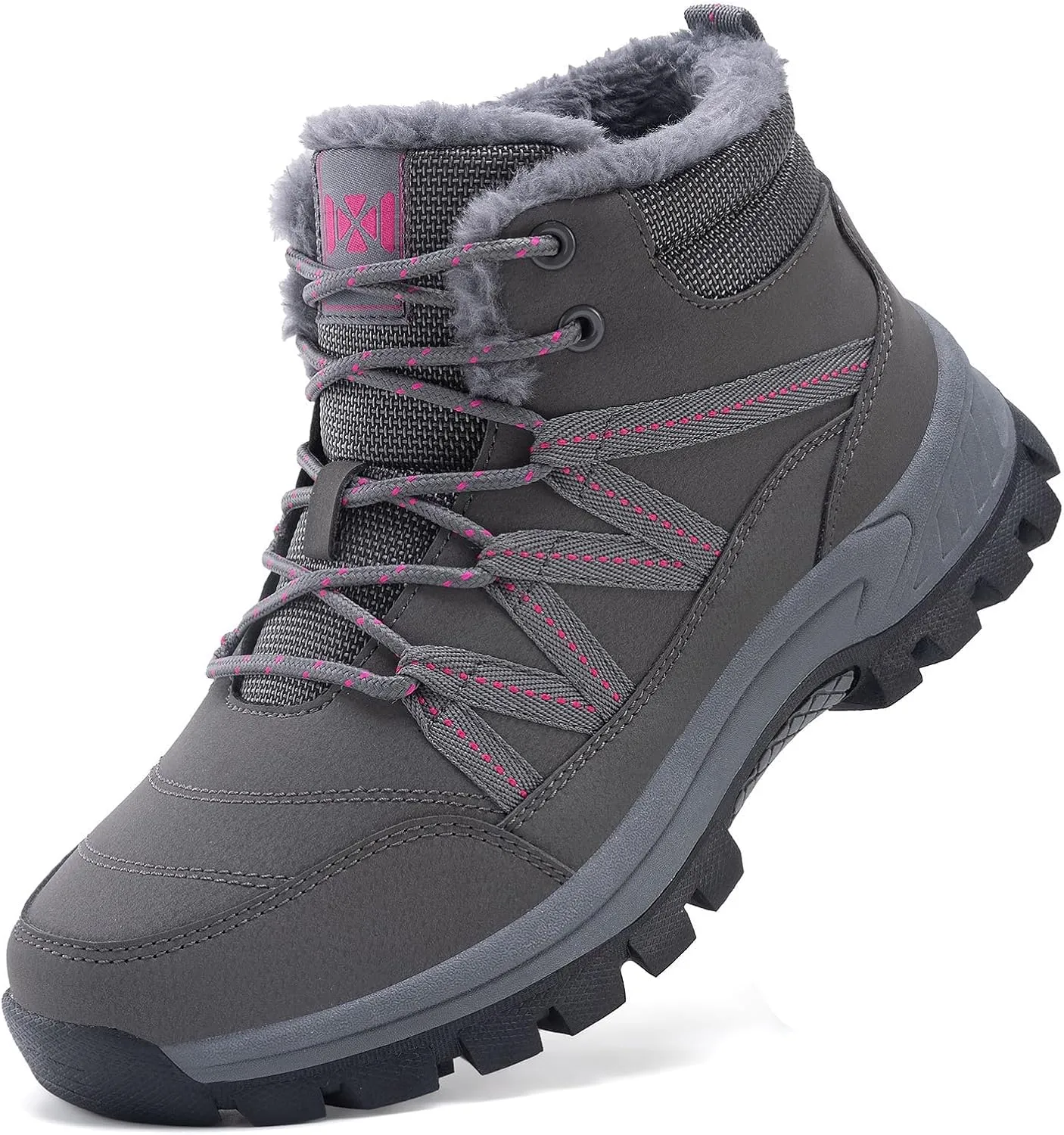 Moodeng Women Winter Boots Warm Comfortable Outdoor Ankle Boots Lace Up Hiking Boots Non-Slip Trekking Shoes