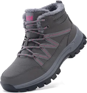 Moodeng Women Winter Boots Warm Comfortable Outdoor Ankle Boots Lace Up Hiking Boots Non-Slip Trekking Shoes