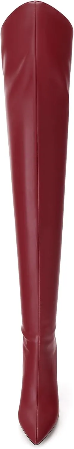 MOVINSTEPS Over The Knee Thigh High Heel Boots For Women Zipper Pointed Toe Stiletto Tall Boots Sexy Fashion Party Club Fall Winter Shoes