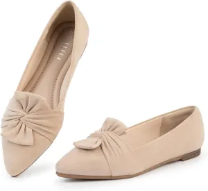MUSSHOE Women's Flats Dressy Pointed Toe Comfortable Bowknot Ballet Flats Shoes