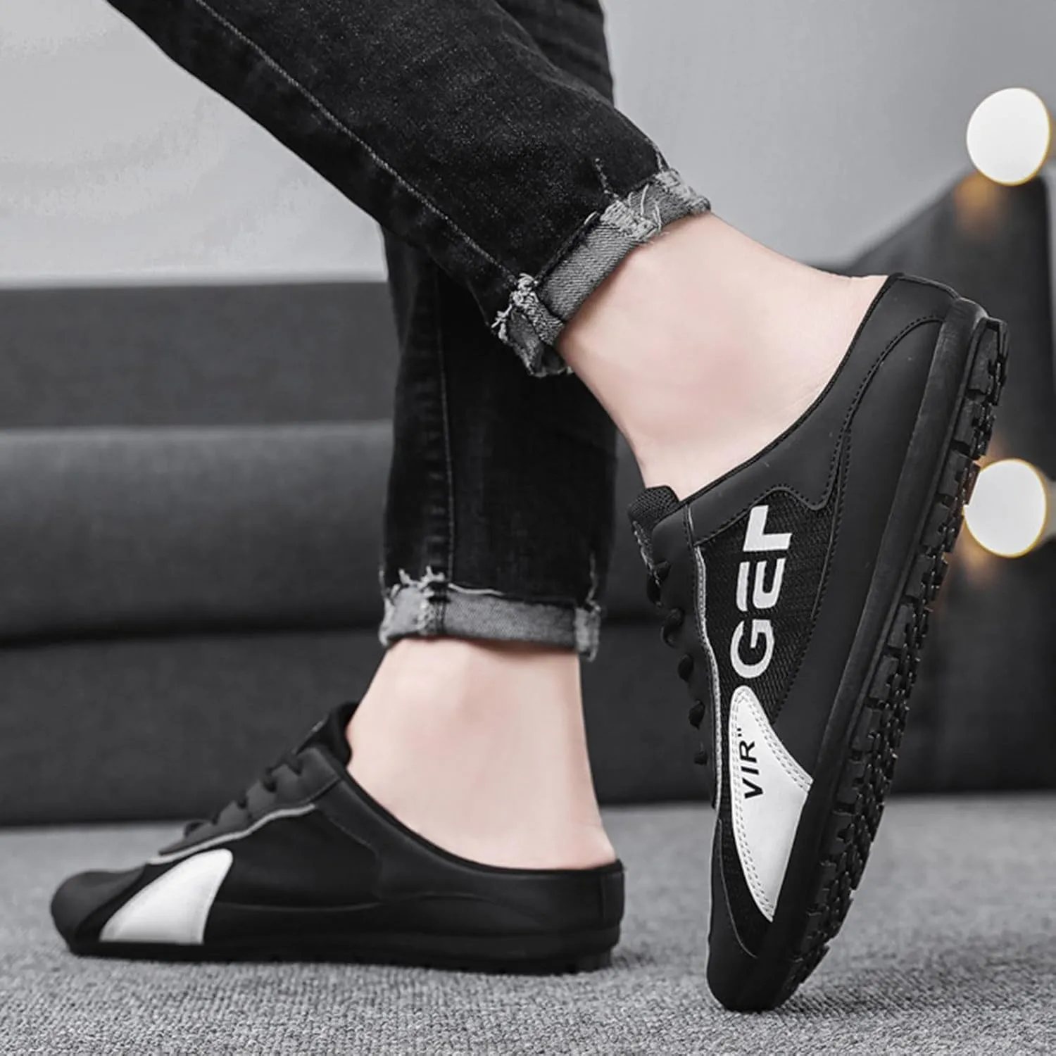 New Men's Shoes Trend Versatile Casual Shoes Lazy Man Half Slipperboard Shoes Shoes Male Loafer Shoes Men Casual Shoes