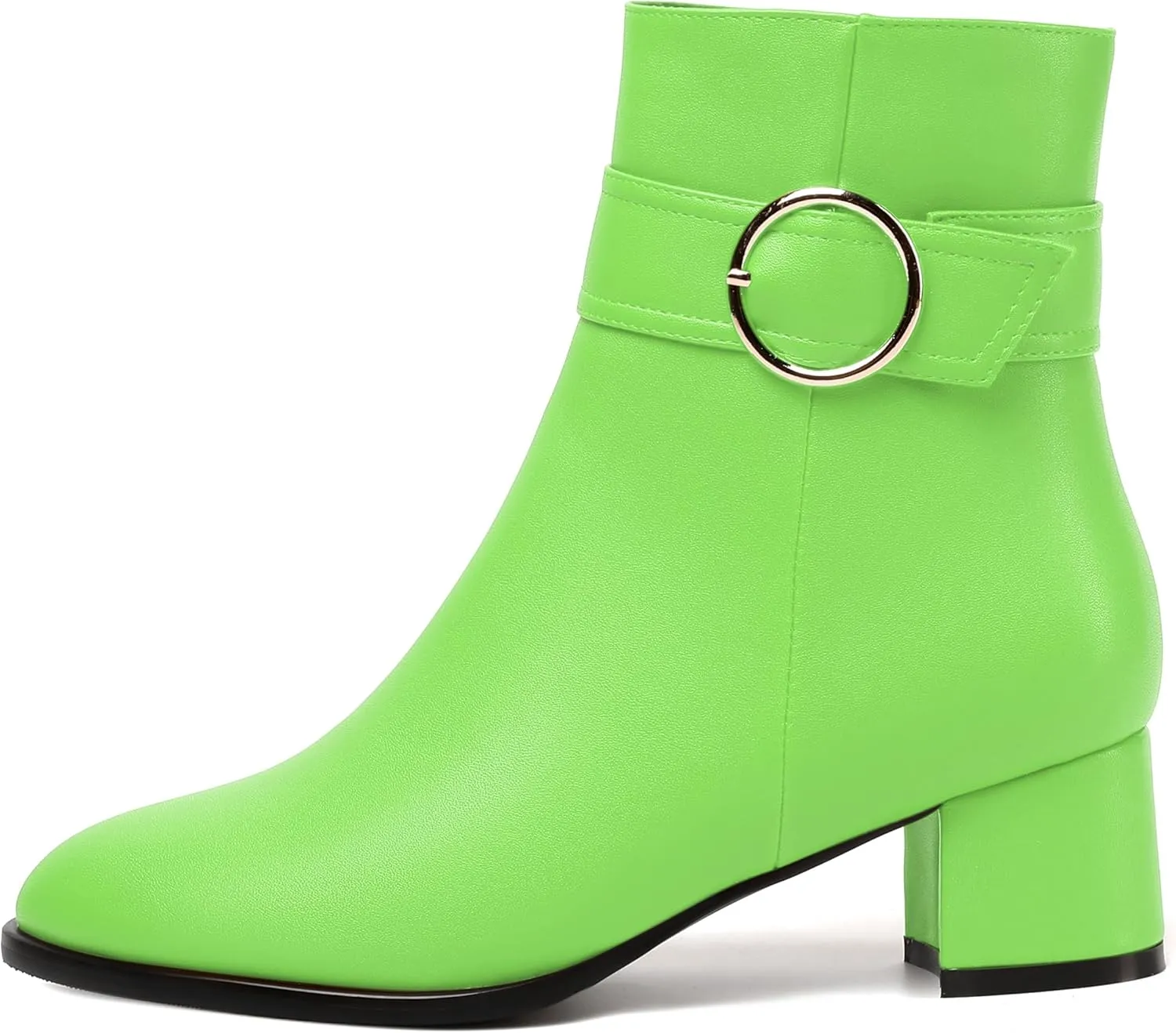 NUMALEO Womens Matte Zip Fashion Round Toe Party Solid Chunky Low Heel Ankle High Boots 2 Inch