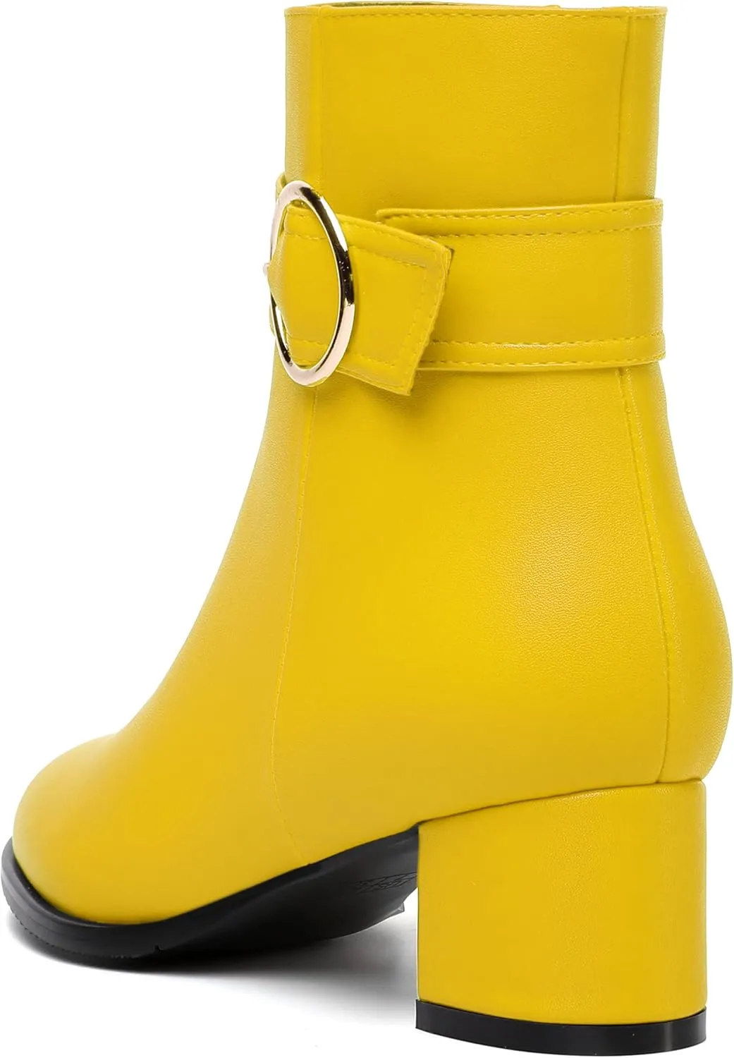NUMALEO Womens Matte Zip Fashion Round Toe Party Solid Chunky Low Heel Ankle High Boots 2 Inch