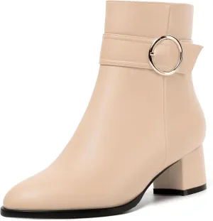NUMALEO Womens Matte Zip Fashion Round Toe Party Solid Chunky Low Heel Ankle High Boots 2 Inch