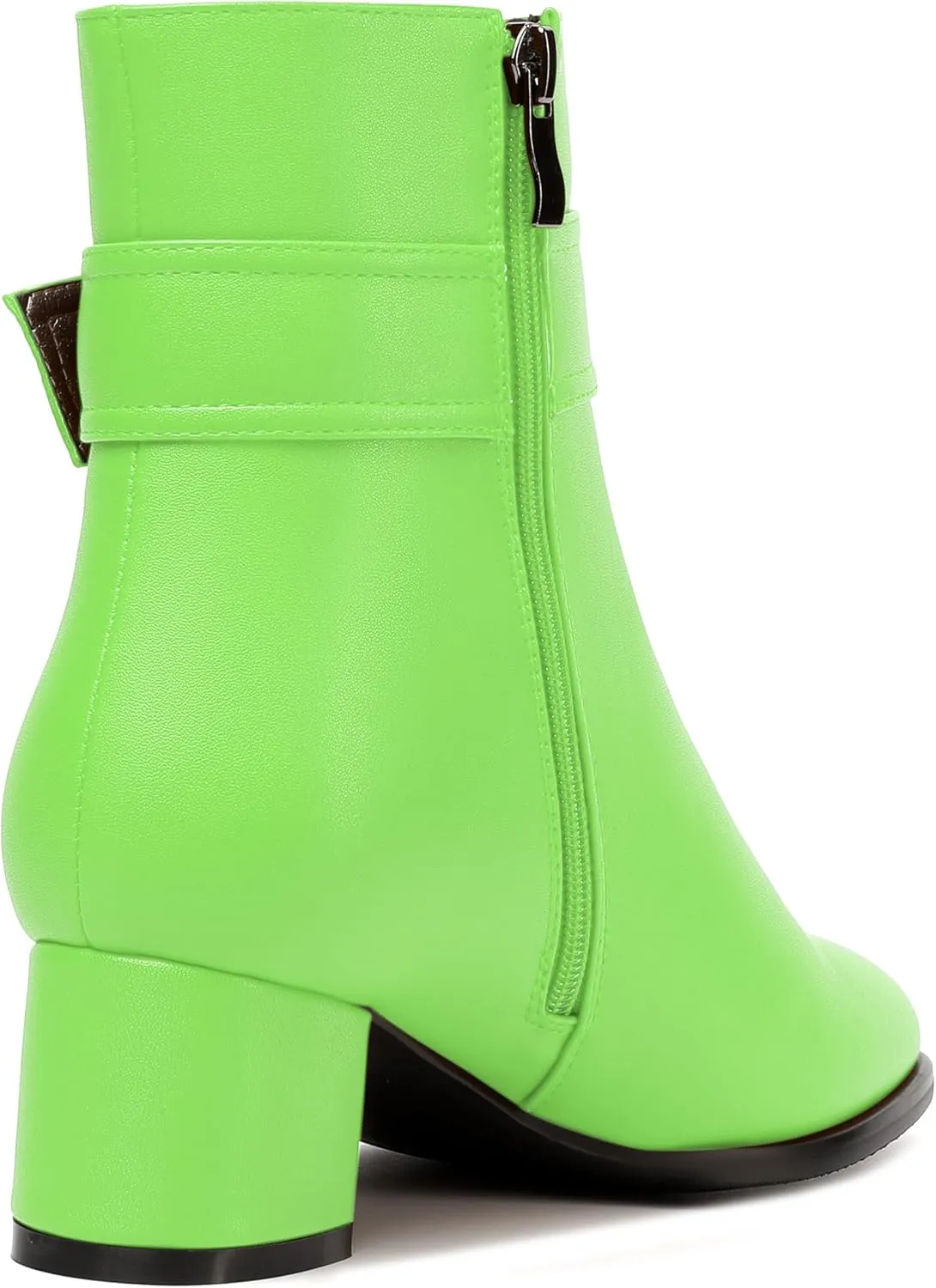 NUMALEO Womens Matte Zip Fashion Round Toe Party Solid Chunky Low Heel Ankle High Boots 2 Inch