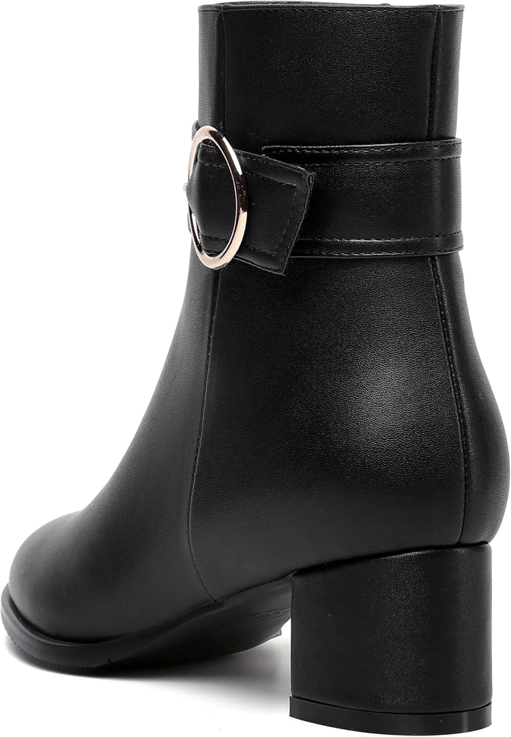 NUMALEO Womens Matte Zip Fashion Round Toe Party Solid Chunky Low Heel Ankle High Boots 2 Inch