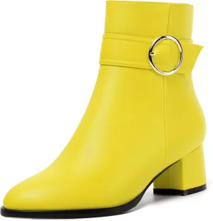 NUMALEO Womens Matte Zip Fashion Round Toe Party Solid Chunky Low Heel Ankle High Boots 2 Inch