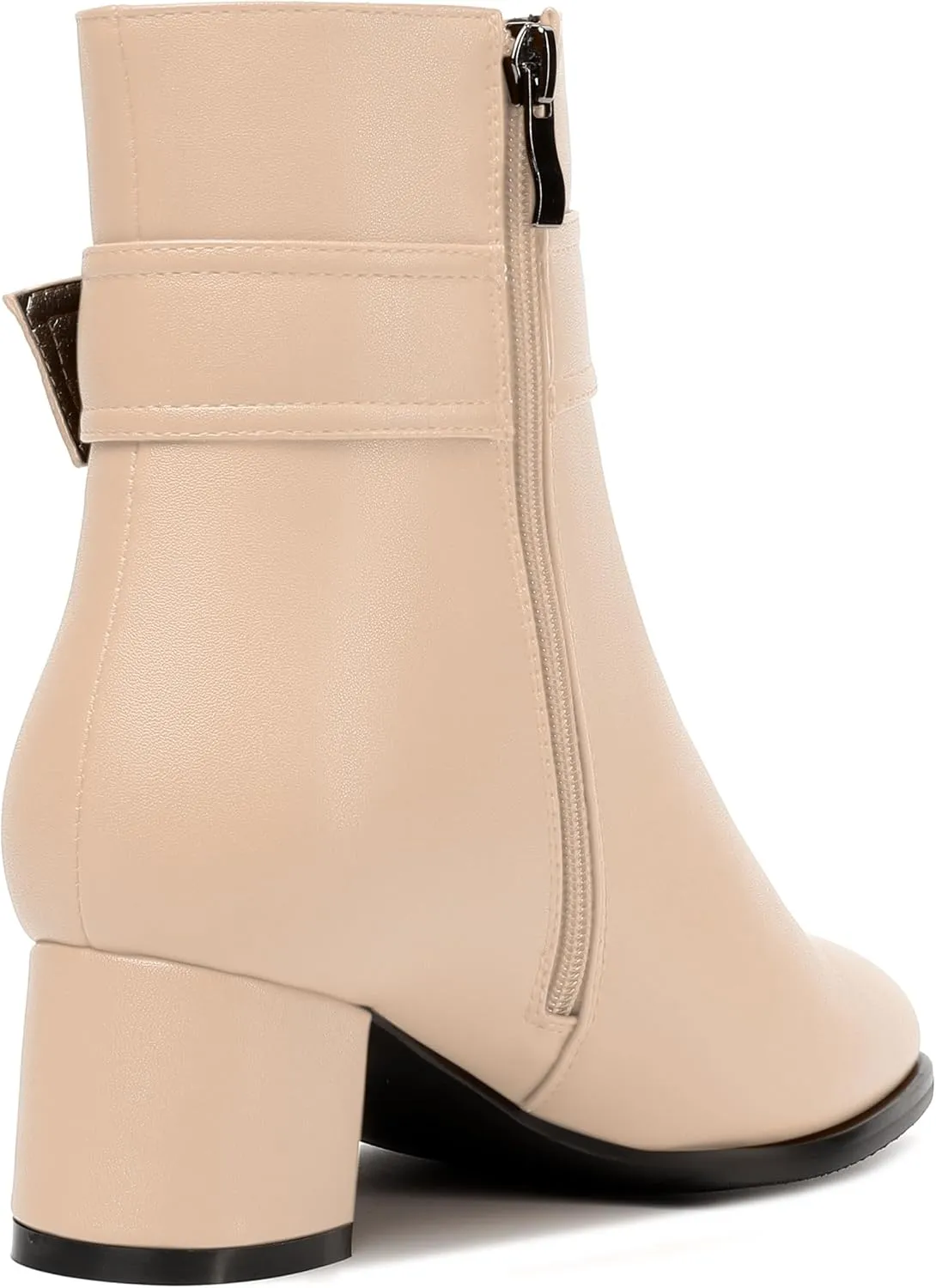 NUMALEO Womens Matte Zip Fashion Round Toe Party Solid Chunky Low Heel Ankle High Boots 2 Inch