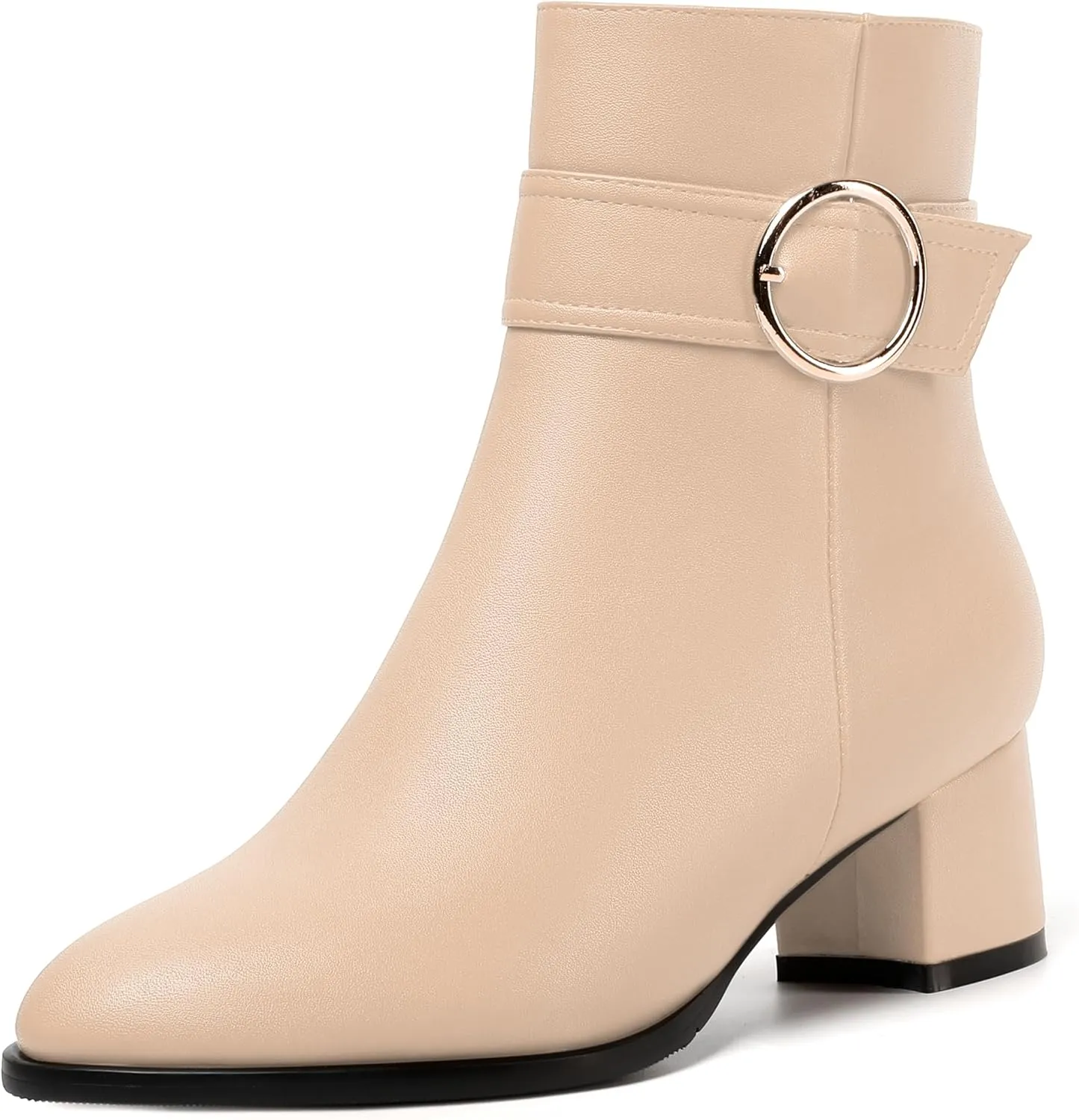 NUMALEO Womens Matte Zip Fashion Round Toe Party Solid Chunky Low Heel Ankle High Boots 2 Inch