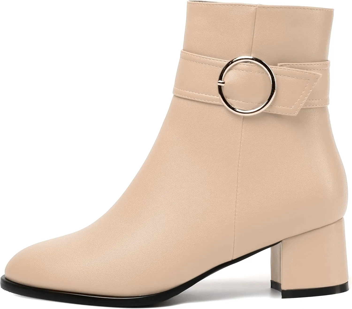 NUMALEO Womens Matte Zip Fashion Round Toe Party Solid Chunky Low Heel Ankle High Boots 2 Inch