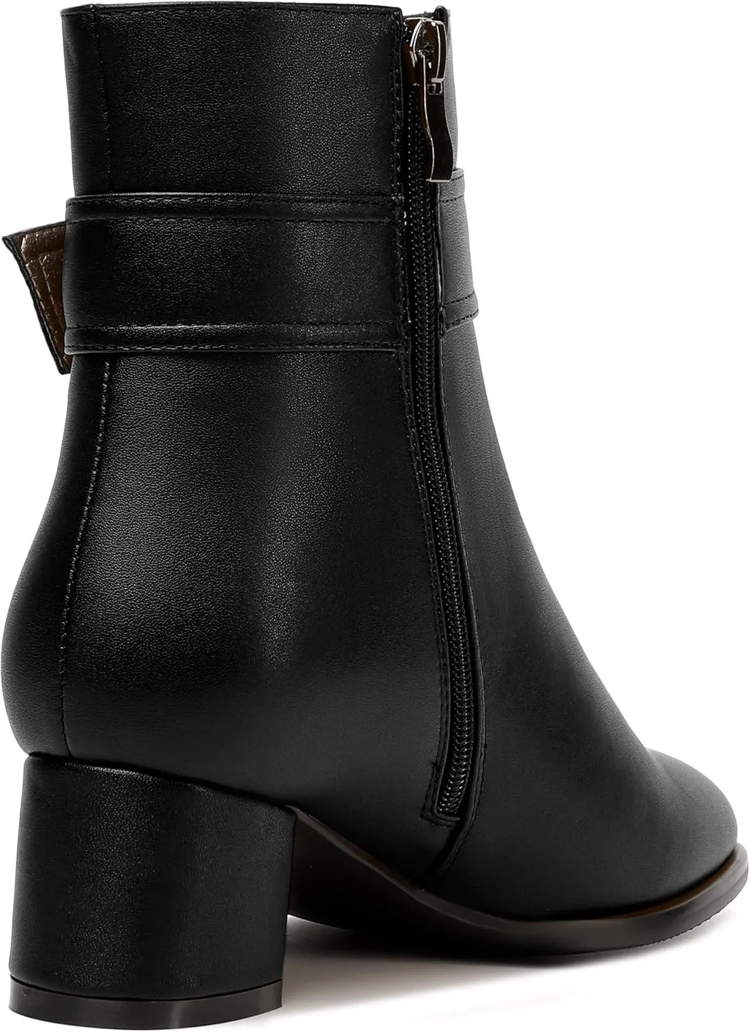 NUMALEO Womens Matte Zip Fashion Round Toe Party Solid Chunky Low Heel Ankle High Boots 2 Inch