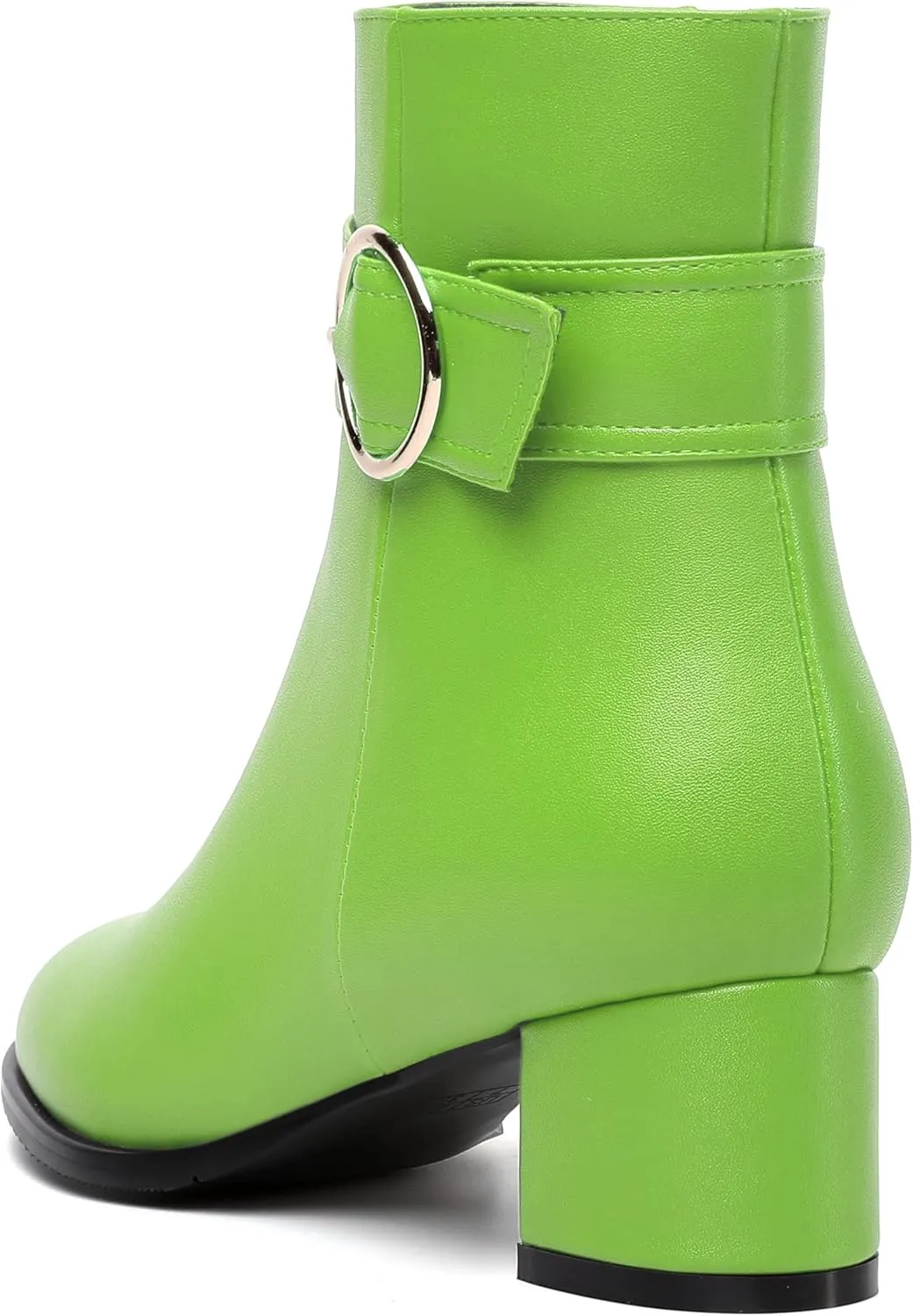 NUMALEO Womens Matte Zip Fashion Round Toe Party Solid Chunky Low Heel Ankle High Boots 2 Inch