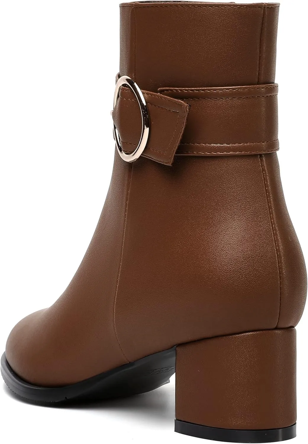 NUMALEO Womens Matte Zip Fashion Round Toe Party Solid Chunky Low Heel Ankle High Boots 2 Inch