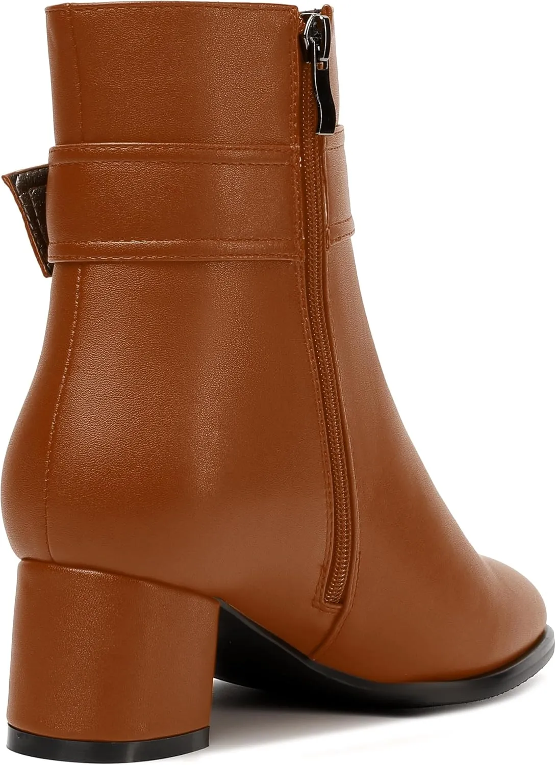 NUMALEO Womens Matte Zip Fashion Round Toe Party Solid Chunky Low Heel Ankle High Boots 2 Inch