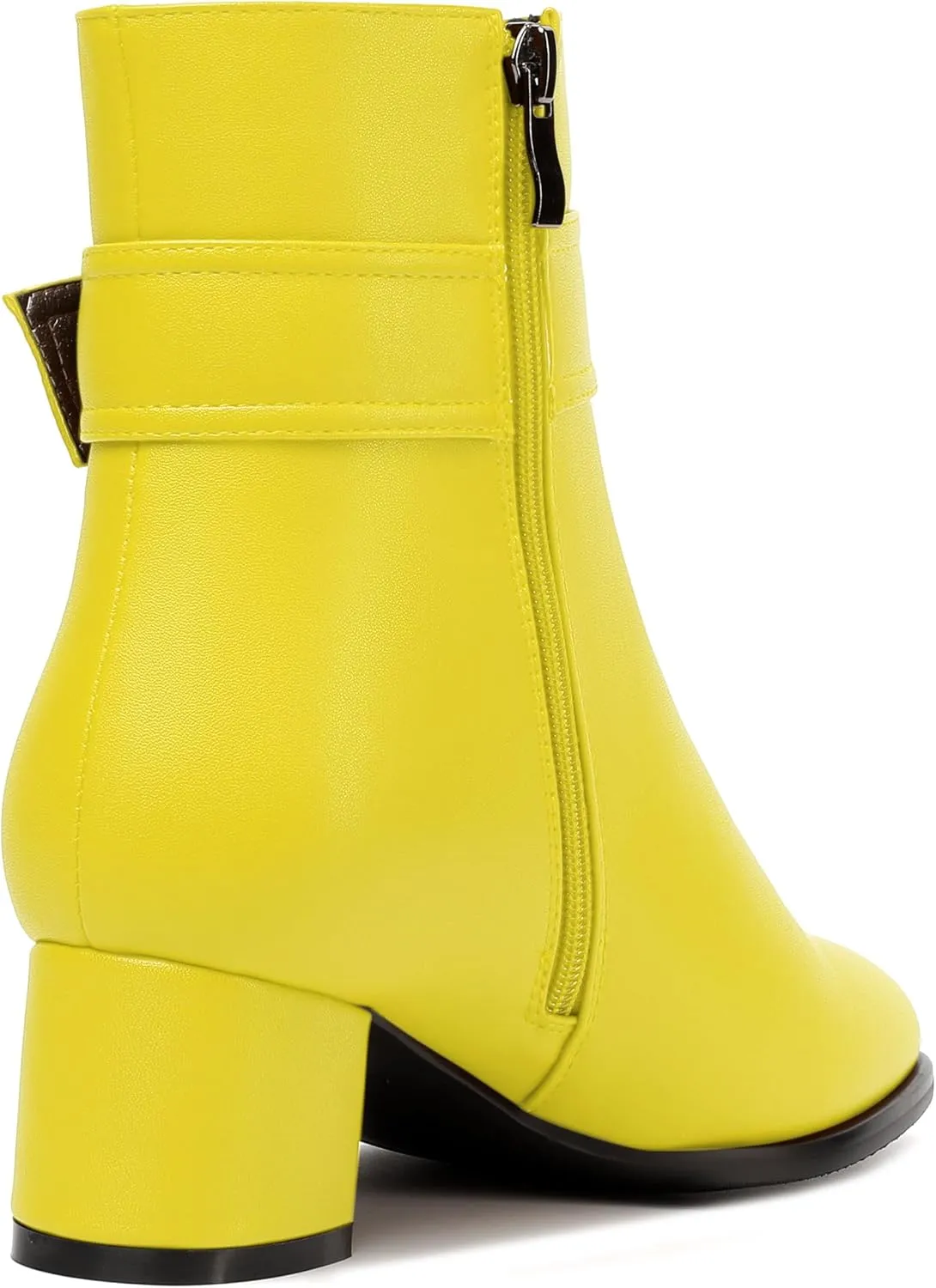 NUMALEO Womens Matte Zip Fashion Round Toe Party Solid Chunky Low Heel Ankle High Boots 2 Inch
