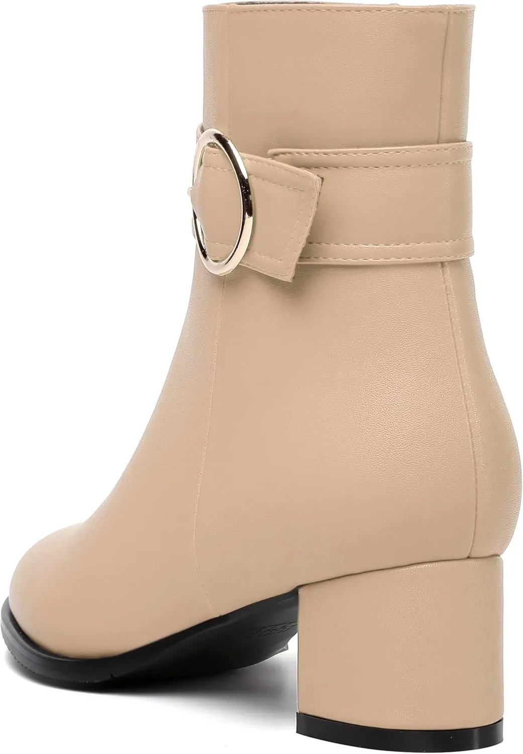 NUMALEO Womens Matte Zip Fashion Round Toe Party Solid Chunky Low Heel Ankle High Boots 2 Inch